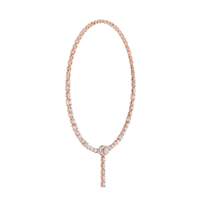 Collier en or rose 14 carats avec diamant Aurora de laboratoire taille ovale Starlume Cascade Moonveil Drop Lariat Celestial Drift - Product Image 4