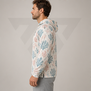 Custom <b>Coral</b> Branch Print Hooded Fishing Shirt Long Sleeve Quick Dry UPF 50 Unisex Performance Fishing Hoodie - Product Image 2
