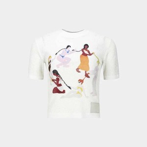 <b>Women's</b> <b>Crop</b> <b>Top</b> <b>White</b> Crew Neck Short Sleeve Regular Fit Printed Logo Casual 100% Cotton Breathable Jersey T-Shirt - Product Image 4