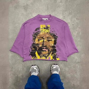 Camiseta de Manga Corta Oversize para Hombre con Estampado de Rostro de Jesús, Cuello Redondo, Estilo Urbano, Algodón Jersey Transpirable - Product Image 2
