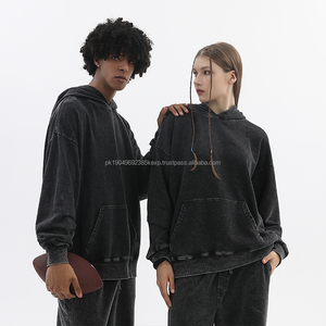 Pull à capuche surdimensionné vintage à imprimé éponge épais avec logo personnalisé Pull décontracté Stone Wash Acid Wash Sweatshirt - Product Image 1