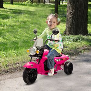 Moto Elettrica Rosa a 3 Ruote 6V per Bambini, Giocattolo a Batteria con Fari e Musica, Funzioni Avanti e Indietro - Product Image 2