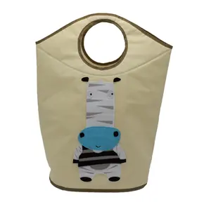 Custom printed canvas cotton clothing organizer laundry organizer Sturdy Clothing Toys Foldable Storage Basket Bag Bins