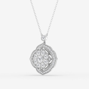 Collar con Colgante de Diamante Cultivado en Laboratorio, Oro Blanco Vintage - Product Image 3