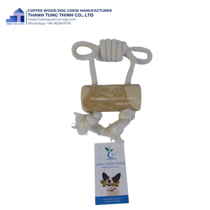 Juguete cilíndrico hecho a mano para perros de madera de café, hecho en Vietnam - Product Image 1