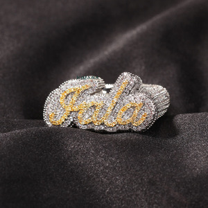Anillo de Plata 925 Chapado en Oro Rosa con Diamante Cultivado en Laboratorio, Diseño con Letra, Estilo Hiphop, Joyería Unisex - Product Image 2
