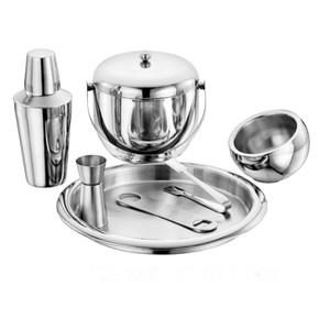 Ensemble de 7 outils de bar en argent de luxe avec base ovale, kit de barman professionnel pour cadeau, accessoires de bar modernes en acier inoxydable - Product Image 3