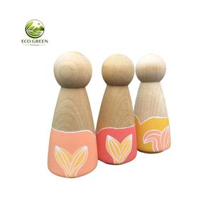 Poupées en bois à peindre soi-même pour enfants, figurines en bois non finies, jouets Montessori Waldorf, fournitures d'artisanat - Product Image 3