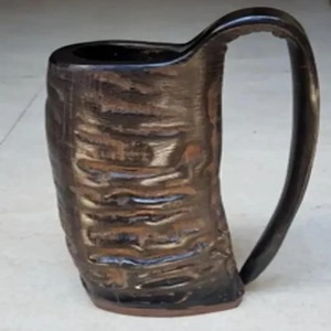 Real Viking Horn Mugs Polished Lightweight Customized <b>Vintage</b> Style 400ml Capacity Dishwasher Microwave <b>Safe</b> Star Pattern Gift - Product Image 1