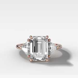 8 Carat <b>Emerald</b> Cut <b>Rings</b> Custom 14K 18K Solid Gold Lab Grown Diamonds Prong Set Tapered Shield Three Stone Engagement Wholesale - Product Image 4