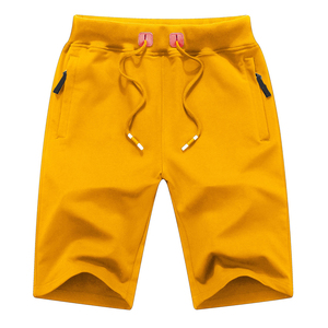 Shorts Bermuda décontractés pour hommes, couleur unie, avec cordon de serrage à la taille et poches latérales, en coton tricoté respirant - Product Image 1