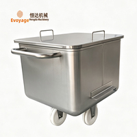 Chariot à viande robuste 600L Euro Bin en acier inoxydable 304 avec roulement pour usine d'assaisonnement de boulangerie et cave