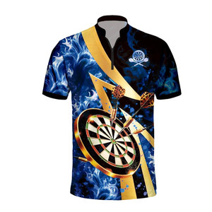Polo zippé pour homme, motif flamme multicolore imprimé, personnalisable avec nom et nom d'équipe, tendance été - Product Image 2
