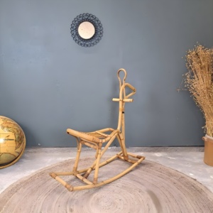 Silla mecedora de mimbre hecha a mano para bebés paseo interior en caballos mecedores al mejor precio - Product Image 3