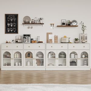 Adjustable Shelves 4-Door <b>Sideboard</b> Buffet Cabinet with 2 Draw Storage <b>Kitchen</b> Cabinets with Storage Features - Product Image 5