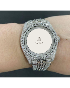 Montre mécanique de luxe de qualité supérieure, en alliage d'acier inoxydable, avec diamants Moissanite VVS, résistance à l'eau 10 bars, verre saphir - Product Image 6