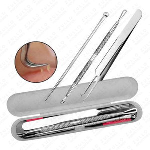 Professional 3 Piece Stainless Steel Acne Extractor Kit Blackhead Remover <b>Tools</b> with Protective Storage <b>Case</b> - Product Image 4