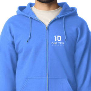 เสื้อฮู้ดซิปเต็มตัวสำหรับผู้ชาย สีฟ้าแคโรไลนา ผ้าฟลีซแบบกำหนดเอง เสื้อแจ็คเก็ตฮู้ดซิปแบบสวมใส่สบาย เสื้อผ้ากีฬาแบบเรียบง่าย ขายส่ง - Product Image 5