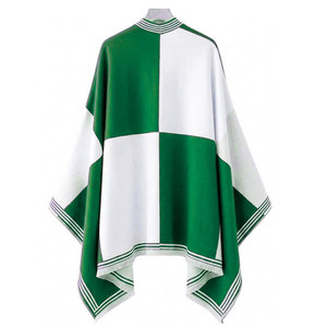 Iota Phi Lambda Sorority Women’s White & Green Cape Shawl Cardigan Casual Striped Open Front Cape Shawl Daily Wear Square <b>Scarf</b> - Product Image 6