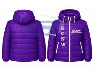 Veste matelassée à capuche NCNW Sorority pour femme, veste varsity matelassée, broderie 1935, isolée, chaude, hiver, veste pour femme NCNW - Product Image 3