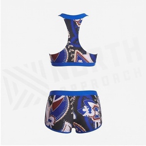 Ensemble tankini imprimé 2 pièces pour femme avec haut dos croisé et short, maillot de bain à séchage rapide - Product Image 2