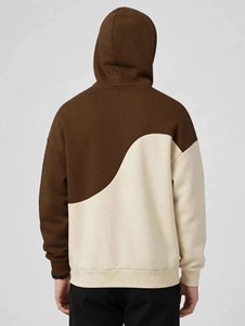 ONETEN APPARELS <b>Men's</b> Knitted Eco-Friendly Color Block <b>Hoodie</b> Pullover Sweatshirt Front Logo Casual Hooded Top - Product Image 3