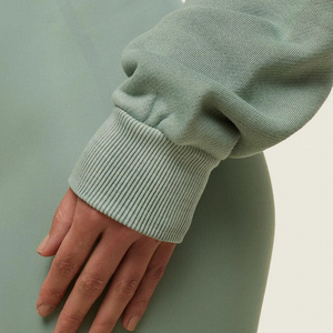 Women's <b>Cropped</b> Hoodie <b>Zip</b>-<b>Up</b> Sweatshirt Solid Color Knitted Long Sleeve Hooded Casual Autumn Wear - Product Image 4