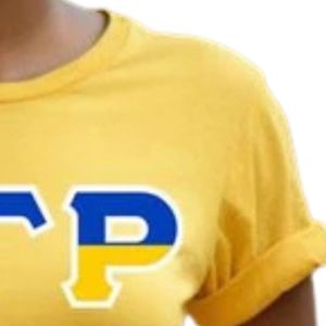 Camiseta de Mujer Personalizada con Letras Griegas en Dos Colores, Diseño de Dos Tonos, Manga Corta, Cuello Redondo, Informal, Universitaria, con Estampado Gráfico - Product Image 5