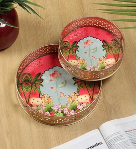Elegant Home Metal Pichwai Tray Vintage Style <b>Decorative</b> Storage <b>Jar</b> for Temple and Festive Use - Product Image 4