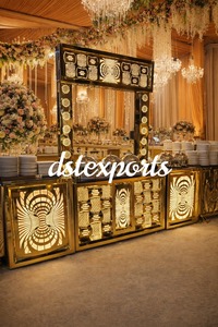 Mostradores de acero inoxidable para Bodas de diseño personalizado Mostrador de comida para buffet de bodas moderno Contadores de rosas doradas de acero inoxidable con estilo del Reino Unido - Product Image 2