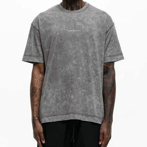 Camiseta Oversize de Hombre con Estampado Tie-Dye, Manga Corta, Lavado Ácido, Estilo Urbano, Cuello Redondo, Algodón Jersey, Color Gris - Product Image 1