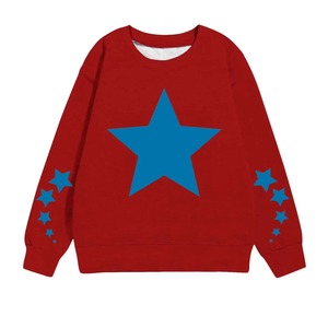 Sudadera de cuello redondo informal de manga larga de punto polar para niños con estampado de estrellas, diseño de manga regular, ropa de otoño e invierno - Product Image 3