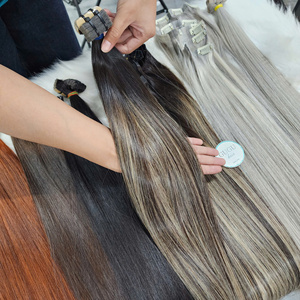 Extensiones de Cabello Virgen Vietnamita Súper Doble Trama con Queratina, I-Tip, Liso, Rubio, con Cinta Adhesiva, Clip-in, Pre-Adheridas, Color Personalizado - Product Image 5