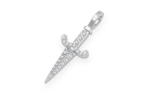 Pendentif poignard Iced Out finition or Moissanite VVS, style épée, collier de luxe Hip Hop, bijou fantaisie pour homme - Product Image 3