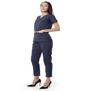 2024 Logo personnalisé confortable élastique à manches courtes hôpital gommages toile en Polyester pour médecins infirmières conception extensible pour la chirurgie - Product Image 1