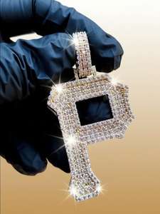 Colgante de letra P de diamante Dvars, Plata 925, Oro laminado de 18K, Moissanita con corte brillante y engaste de garra, Estilo Hip Hop, Amuleto de lujo - Product Image 2