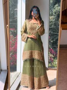 Modern Georgette Dupatta Fandy Heavy Crunchy <b>Silk</b> Sequencer Embroidery Lace Border Women's <b>Kurta</b>/P Kurti Quick Dry Feature Party - Product Image 2