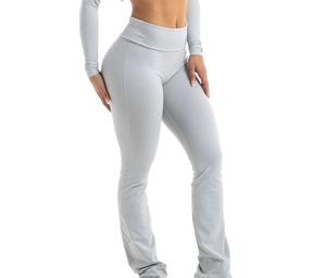 Pantalons de yoga évasés taille haute pour femmes, leggings de sport de haute qualité pour la salle de sport, la course à pied, effet push-up, uni, plié, évasé - Product Image 1