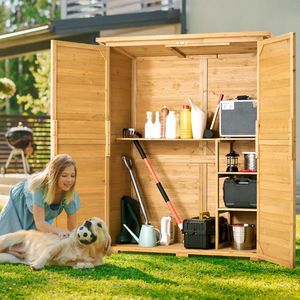 Caseta de Almacenamiento Grande para Exteriores, de Madera, con Techo Impermeable y Estructura Metálica, Puertas Dobles con Cerradura, para Jardín - Product Image 6