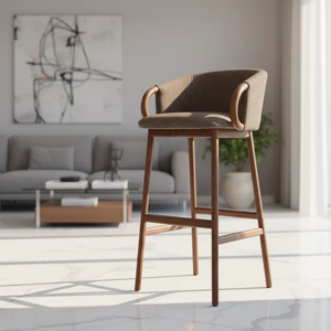 เก้าอี้บาร์ Lunor โครงไม้สักแท้  งานไม้ธรรมชาติ ดีไซน์สไตล์สแกนดิเนเวียนทันสมัย เป็นมิตรกับสิ่งแวดล้อม ทนทาน เหมาะสำหรับเฟอร์นิเจอร์ร้านกาแฟ - Product Image 2