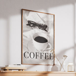 ศิลปะบนผืนผ้าใบสำหรับตกแต่งห้องครัว, โปสเตอร์ภาพถ่ายแก้วกาแฟขาวดำ, ของตกแต่งผนังร้านกาแฟสมัยใหม่ - Product Image 4