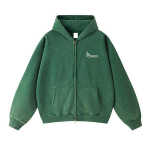 เสื้อฮู้ดดี้ผู้ชาย 430 กรัม ผ้าฟลีซ ทรงปกติ ซิปหน้า ล้างสีแบบแอซิด พิมพ์ลายดิจิทัล ผ้าฝ้าย 100% สไตล์สตรีทแวร์สำหรับฤดูใบไม้ผลิ เป็นมิตรต่อสิ่งแวดล้อม ราคาประหยัด - Product Image 5