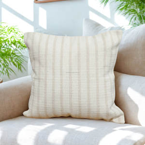 Housse de coussin bohème tissée à la main, durable, carrée, à rayures neutres, pour canapé, fauteuil, décoration, d'Inde - Product Image 5