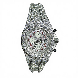 Montre de luxe victorienne en acier pour homme et femme, avec diamant Moissanite de 50,50 carats, mouvement Ronda, affichage numérique, résistante à l'eau, verre - Product Image 1