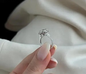 Elegant round halo <b>diamond</b> <b>ring</b> with brilliant pave band luxury engagement anniversary bridal jewelry handcrafted masterpiece - Product Image 6