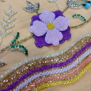 Vestido de Fiesta de Lujo Ecológico con Cuentas 3D Bordadas a Mano, de Organza y Encaje, Corte A, con Cintura Imperio y Largo Mini - Product Image 1