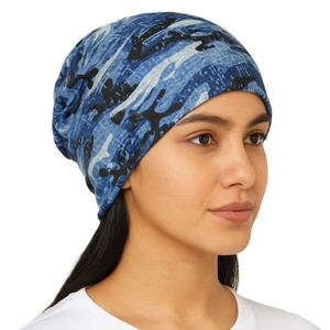 New Custom Printed Designs Unisex <b>Blue</b> Camouflage <b>Beanie</b> 100% Polyester Outdoor Casual Hat Heat Transfer Print Custom Sizes - Product Image 4