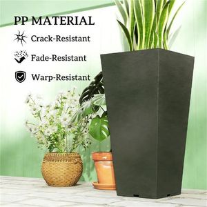 Set di 2 Vasi in Plastica Nera per Balcone e Cortile, Collezione di Vasi per Piante - Product Image 4
