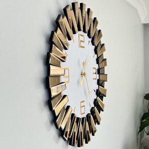 Elegant Rose Gold Finished Wall <b>Clock</b> With Decorative Glass Segments Perfect For Living Space And Lobby Styling From India - Product Image 3