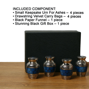 Petites urnes commémoratives en laiton bleu nuage, lot de 4, pour cendres humaines |   Mini-cercueil pour cendres funéraires, pour lieux sacrés - Product Image 6